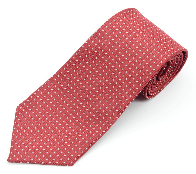 Geotae Zerun New Classic Solid Checks Paisley JACQUARD WOVEN Silk Men's Tie Necktie (Woven Red) - Image 4